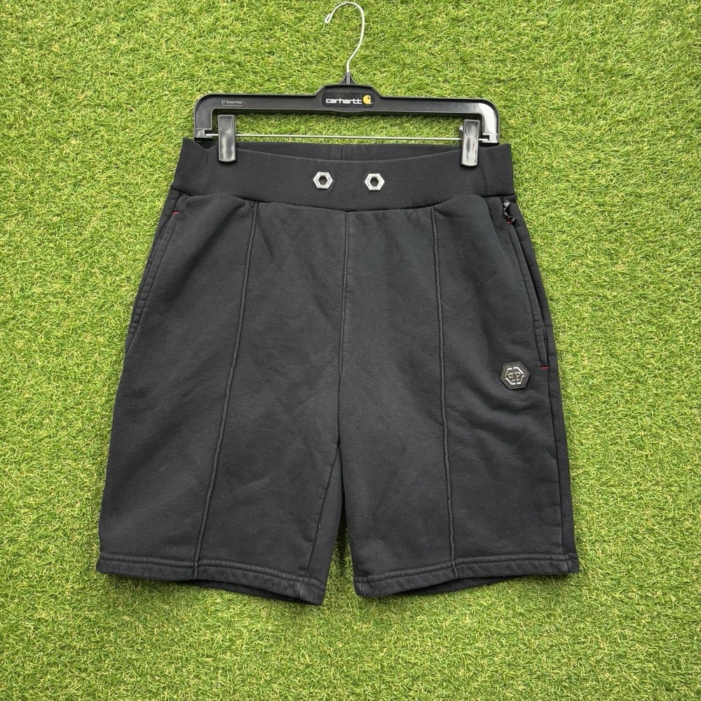 Philipp Plein Shorts Mens Medium Homme Black Cotton Sweatshorts y2k Designer